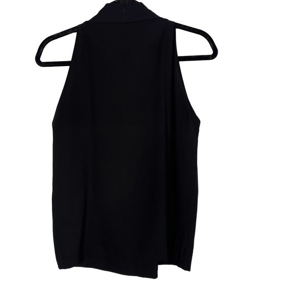 Diane Von Furstenberg P XSP Black Reagan VNeck Draped Sleeveless Blouse Top - Picture 1 of 10